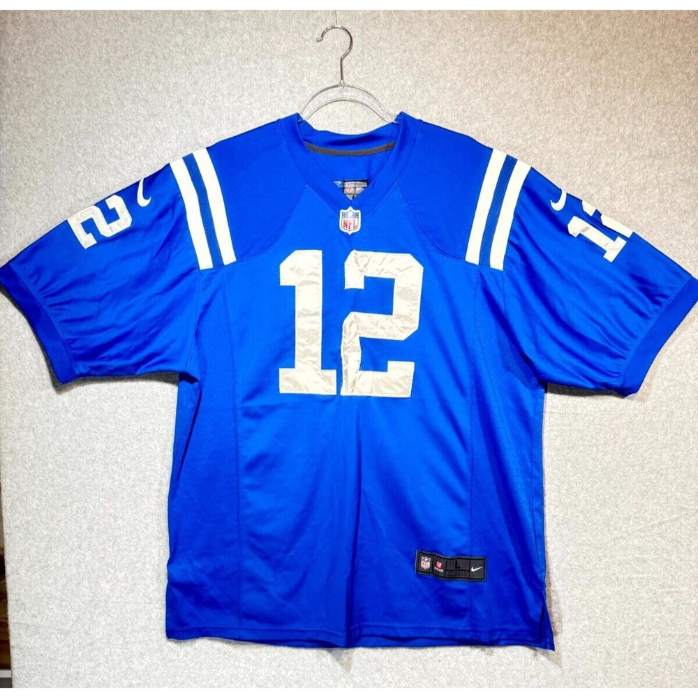 Nike Indianapolis Colts Football Team Jersey Men's Large Blue Andrew‎ Luck #12